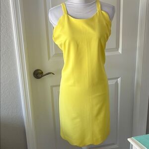 Sunsets & Sweet Tea Lemon Yellow Dress Scallops Hem and sleeves Stretch Fabric